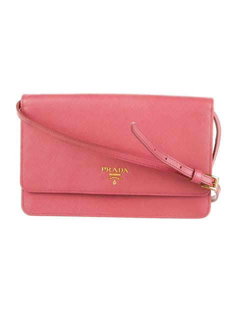 prada saffiano wallet on strap